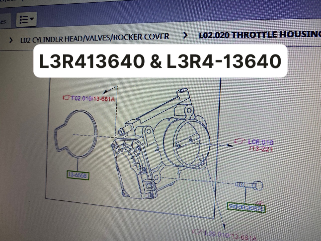 Bướm ga Escape 2.3, Mazda 3 / L3R413640 L3R4-13640 / họng hút