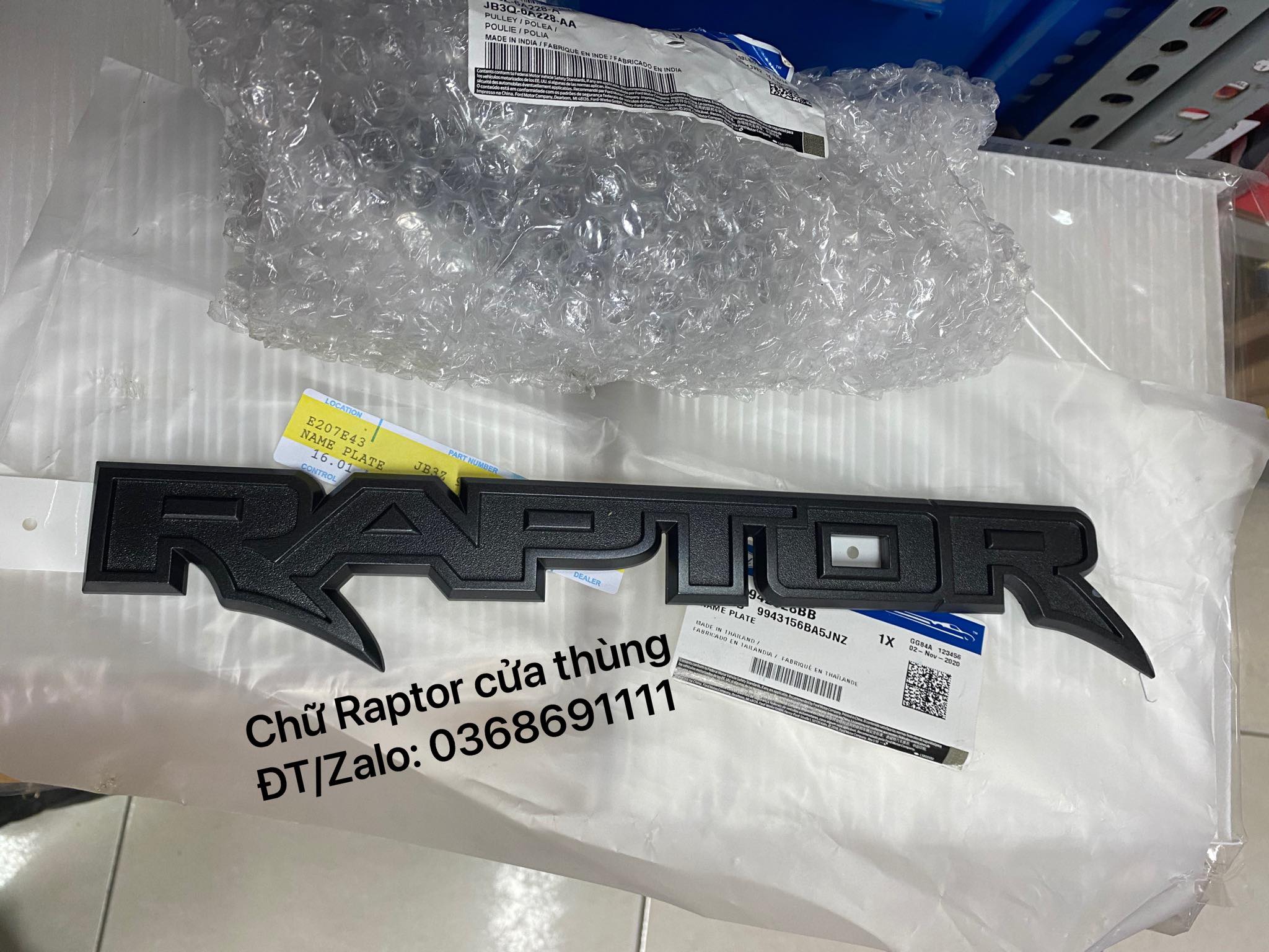 Biểu tượng, tem chữ Raptor dán sau xe bán tải / JB3Z-9942528-BB