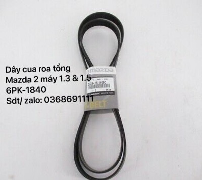 Dây cua roa tổng (dây đai tổng) Mazda 2 động cơ 1.3 & 1.5/ ZJ3815909C / 6PK-1840