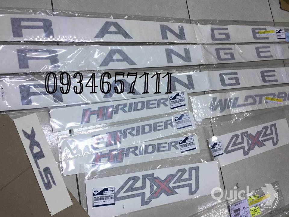 Tem chữ RANGER; HIRIDER; 4X4; WILDTRACK; XLS