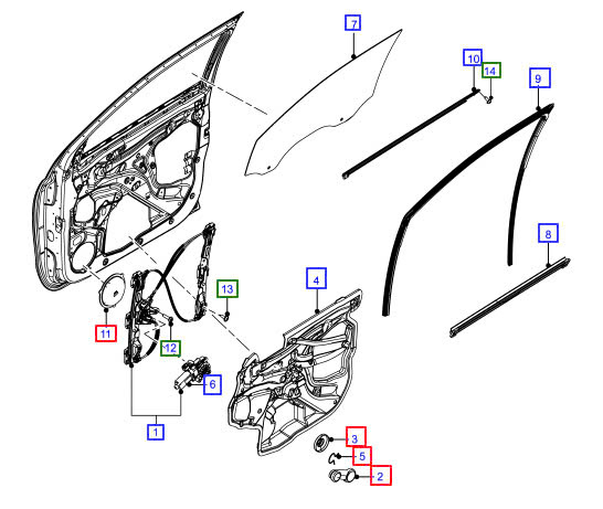 Gioăng mi trong cửa trước Ford Ranger UC9M58820C