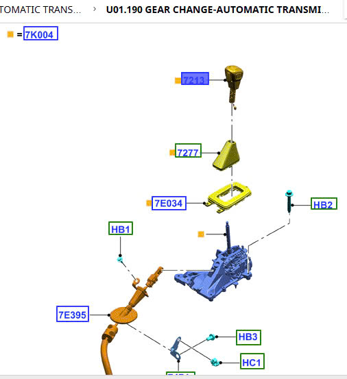 Tay chỉnh cần số tự động Ford Everest, Ranger 2.0 JB3Z7213C