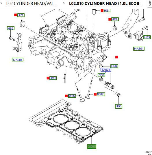 Gioăng quy lát, gioăng mặt máy Fiesta 1.0 DM5G6051AA CM5G