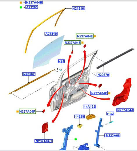 Nẹp chân kính cánh cửa trước Ford EcoSport CN1Z7421452G 53D