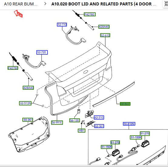 Nẹp cốp sau Ford Fiesta 4 cửa DK4350YF2DBB 8A69402B34CEW