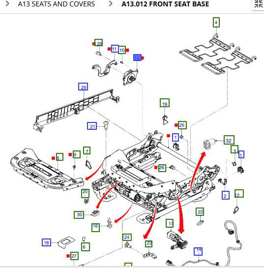 Hãm ngả ghế trước Ford Ranger 2013 đến 2019 8A6Z58617A44A