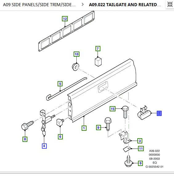 Tay mở cửa thùng sau Ford Ranger 2001 2 3 4 5 6 UH7165750