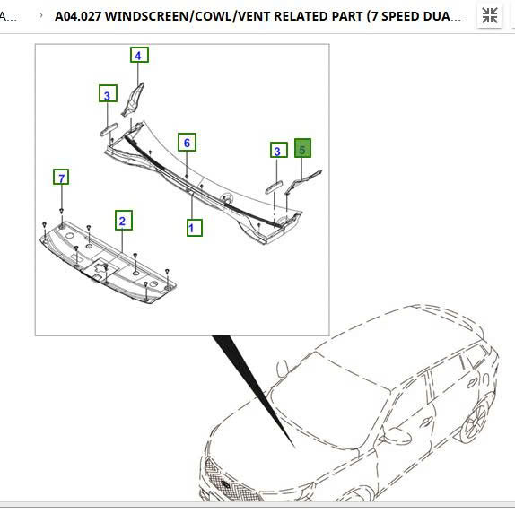 Che bản lề Ốp góc chân kính chắn gió Ford Territory NS1N03199A