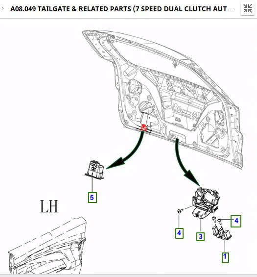 Khoá cốp sau Ford Territory, khoá cửa hậu Territory KS1V43150BB