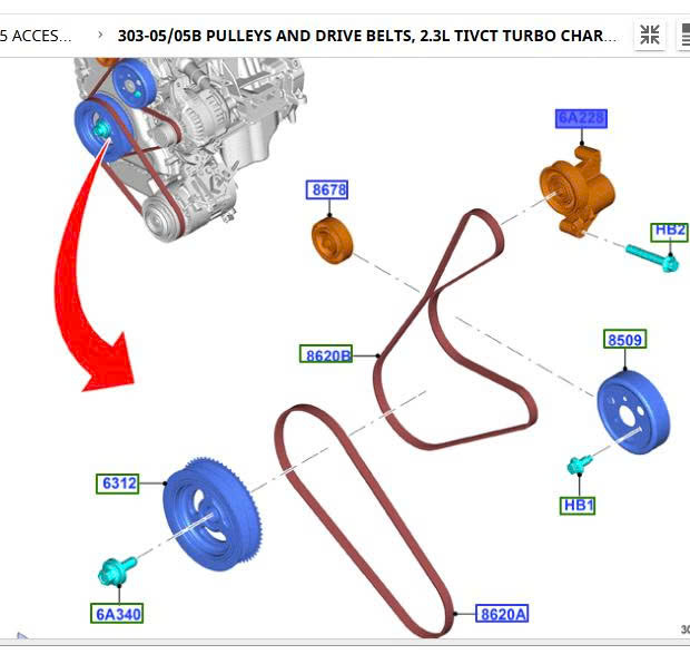 Bi tăng curoa máy phát Ford Explorer 2016 7 8 9 DS7E6A228AA