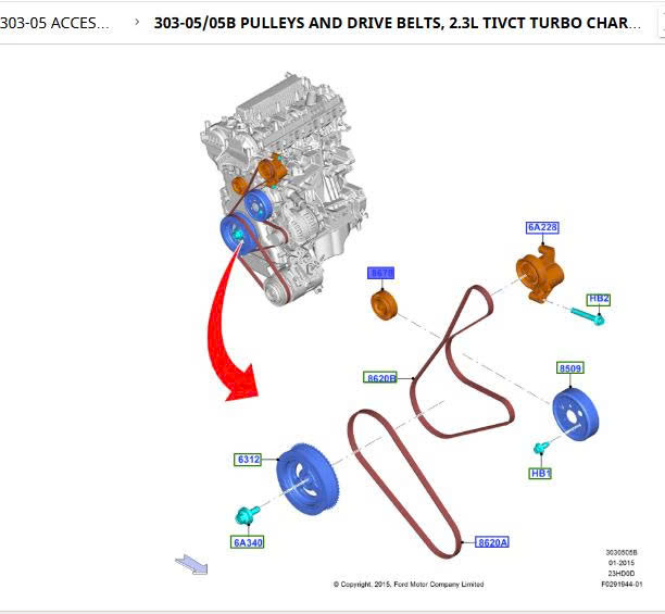 Bi tỳ curoa máy phát Ford Explorer 2016 17 18 19 DS7Z8678A