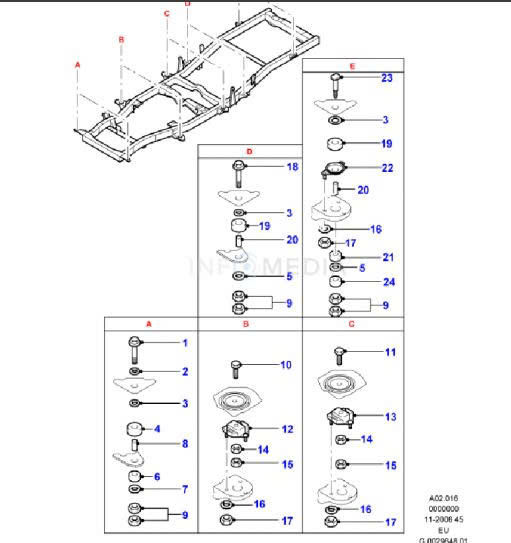 Cao su đệm gối sắt xi Ford Everest 2005-2014 UH7136910A 20A