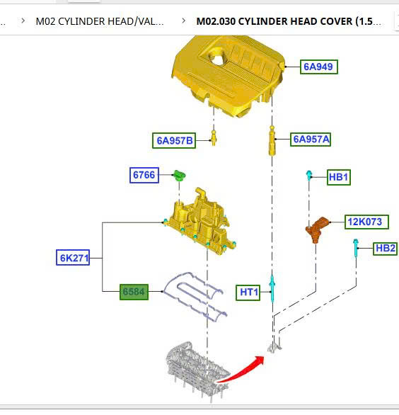 Gioăng giàn cò Ford Focus 2015 16 17 18 19 DS7G6584BA
