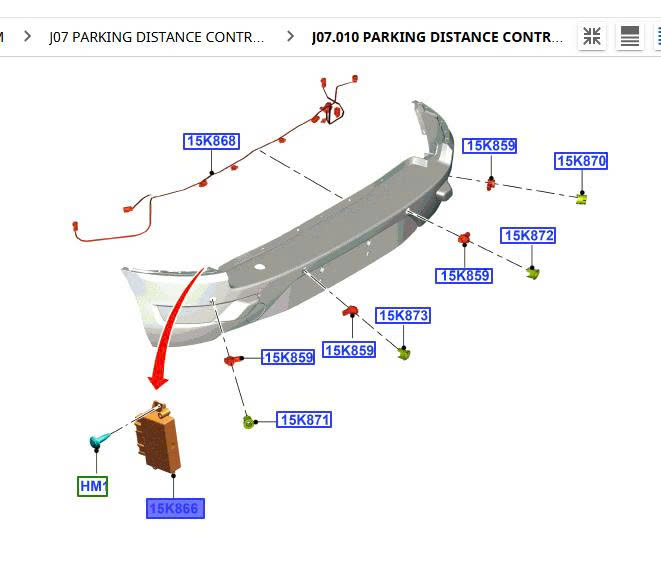 Hộp điều khiển cảm biến lùi Ford EcoSport HU5T15K866AF