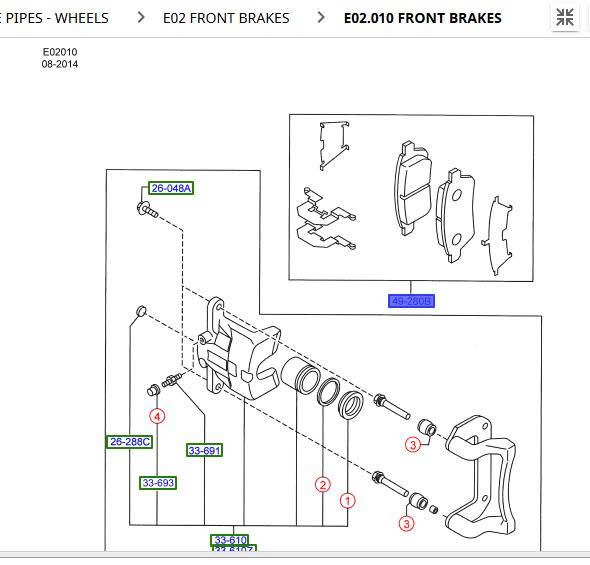 Bộ má phanh trước Ford Fiesta liền gài phanh D6BZ2001A