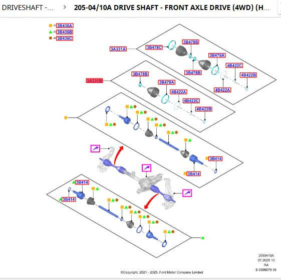 Cao su chụp bụi láp trước Ford Ranger 2023 4 5 6 7 MB3Z3B436B