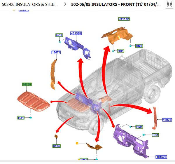 Chống nóng ca bô Ford Everest 2023 24 25 26 27 N1WBE16746A