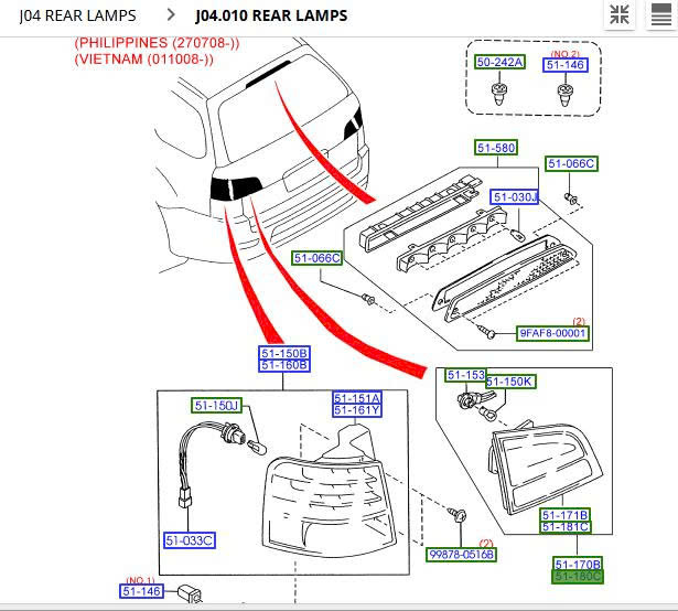 Đèn hậu Ford Escape trên cốp bên lái EV9551180B EV95-51180-B