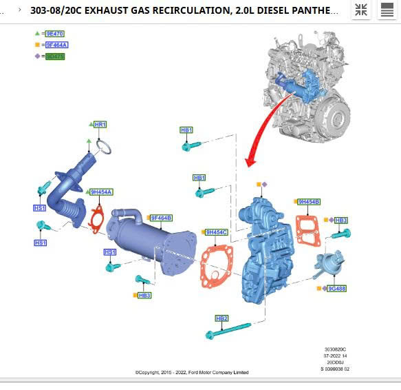 Van ERG van tuần hoàn khí xả Ford Ranger 2.0 GK2Z9D475A